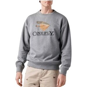 NEW! Rodd & Gunn Mens One Fly  Fishing LS Crew Sweatshirt Concrete Size XXL $148